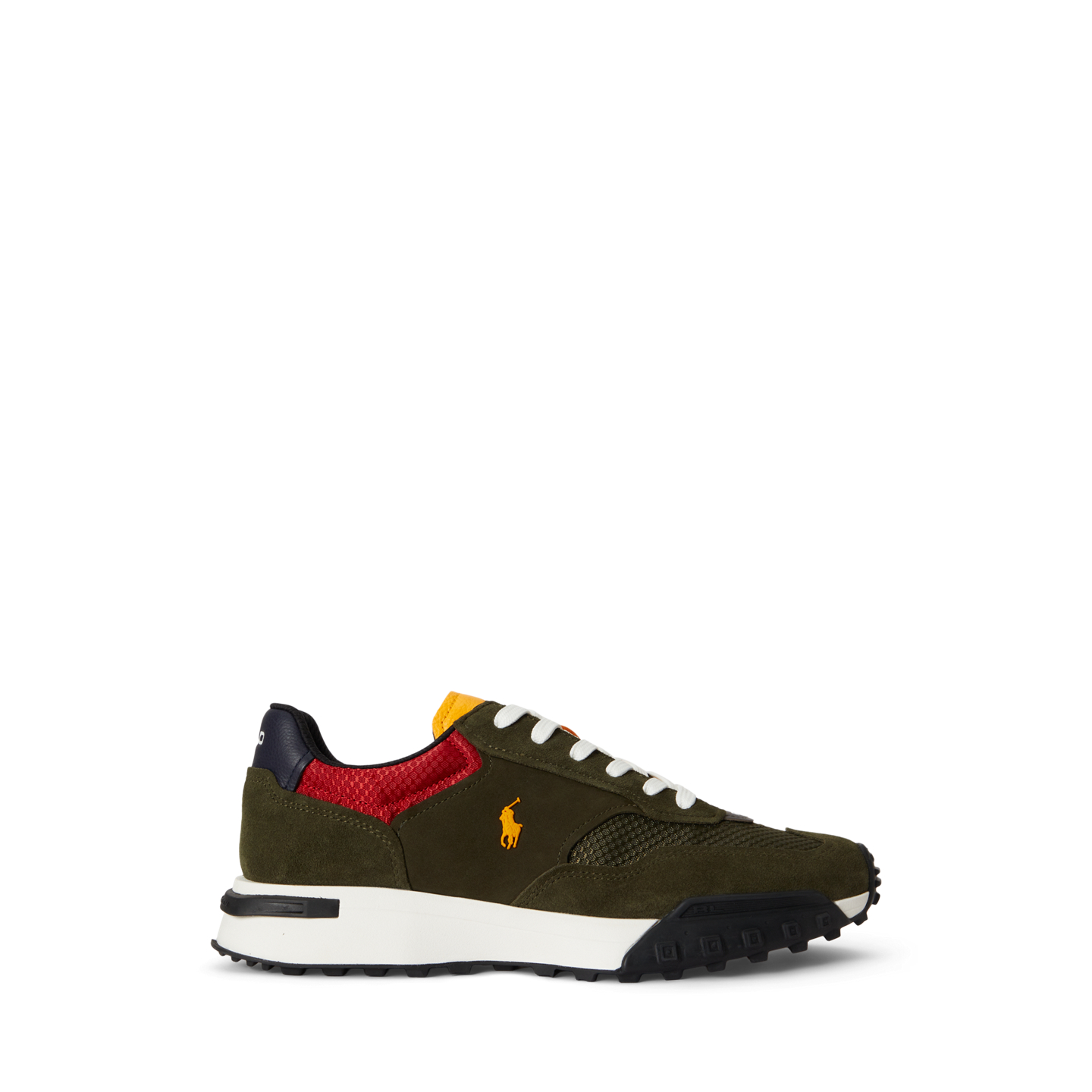 Мужские кроссовки Ralph Lauren Eldridge Suede-Paneled, цвет: Оливковый разноцветный — фото 4