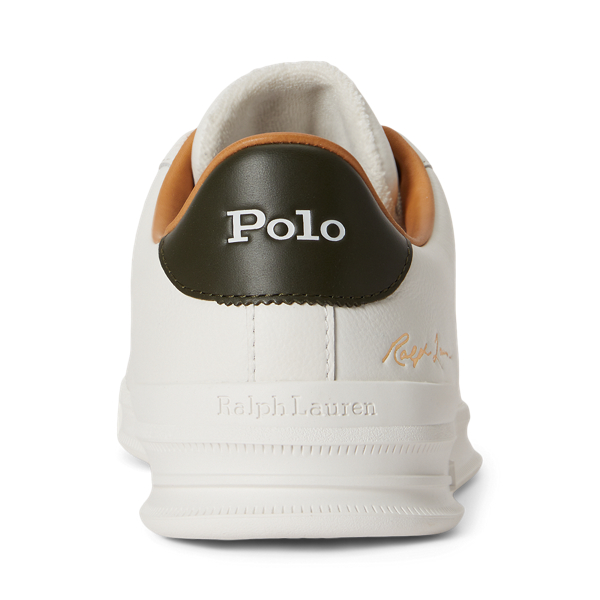 Deckwash White/Olive Heritage Court II Leather Trainer Polo Sport 3