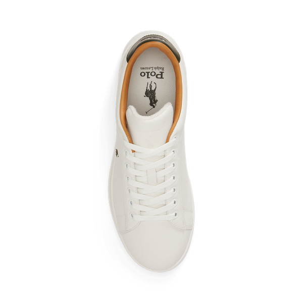 Deckwash White/Olive Heritage Court II Leather Trainer Polo Sport 4