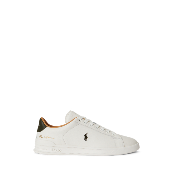 Deckwash White/Olive Heritage Court II Leather Trainer Polo Sport 1