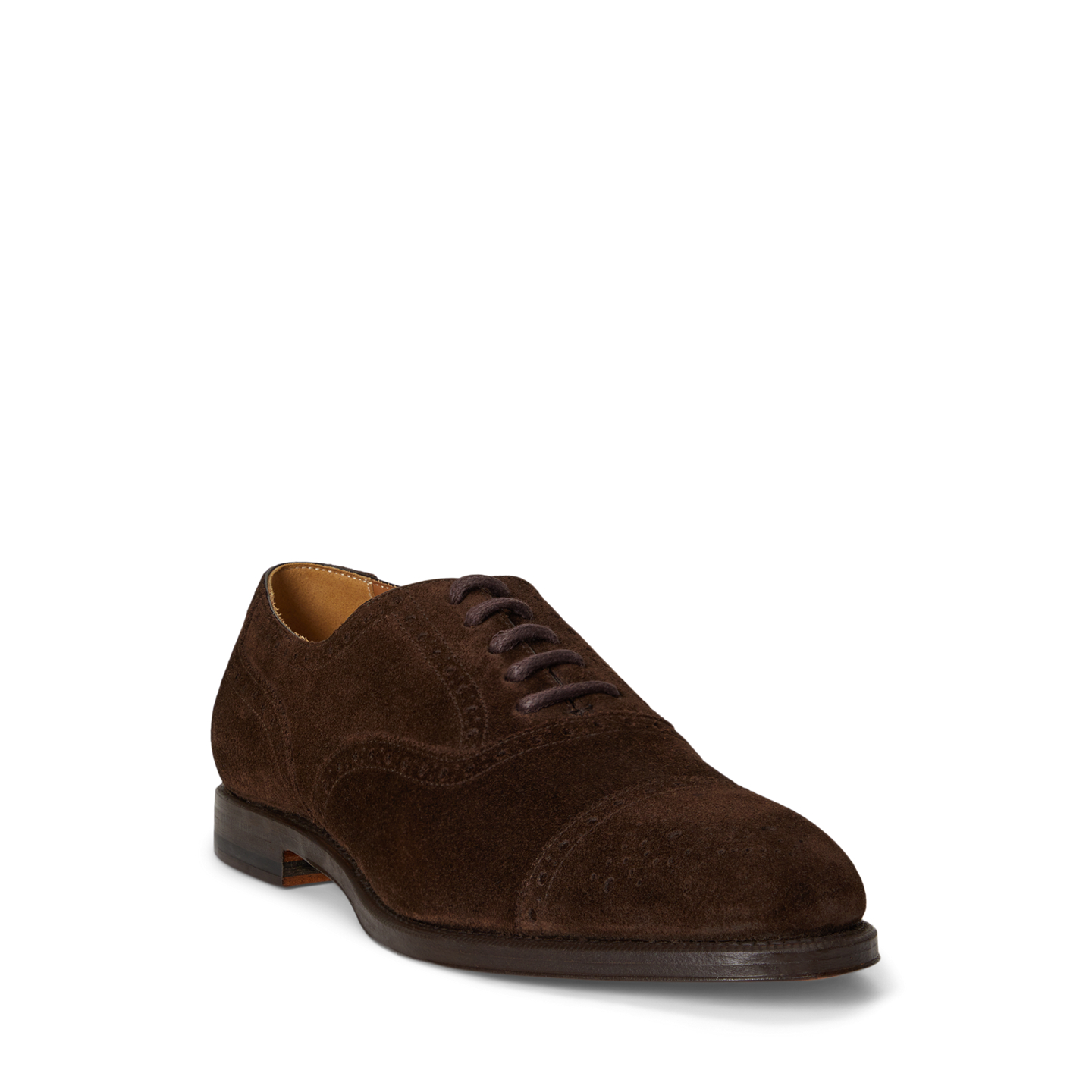 Мужские туфли Ralph Lauren Maestra Calf-Suede Cap-Toe, цвет: Тёмный коричневый — фото 1
