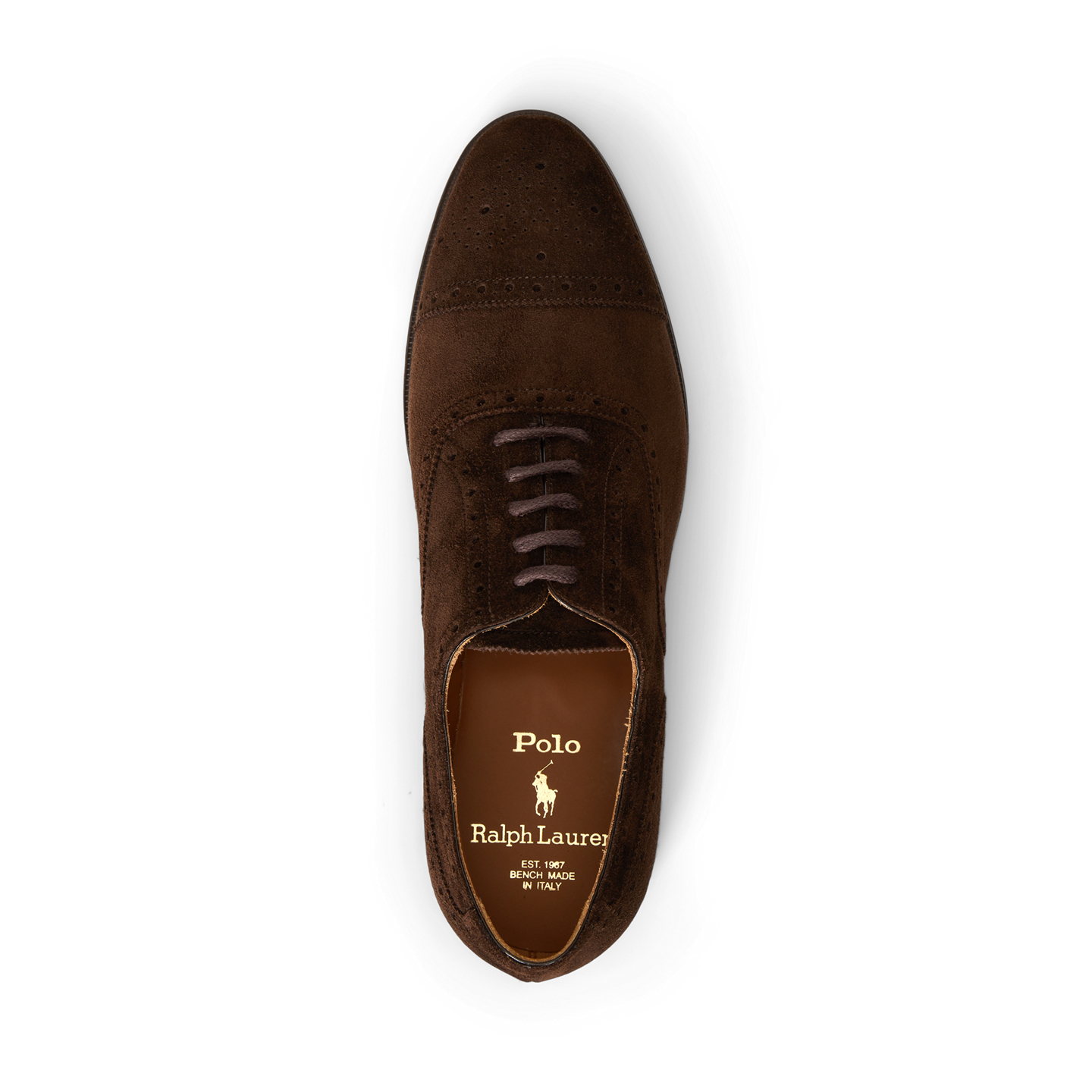 Мужские туфли Ralph Lauren Maestra Calf-Suede Cap-Toe, цвет: Тёмный коричневый — фото 3
