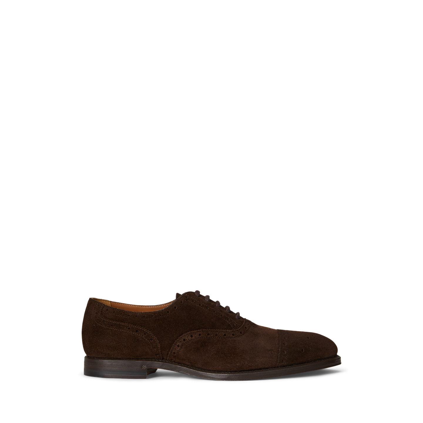 Мужские туфли Ralph Lauren Maestra Calf-Suede Cap-Toe, цвет: Тёмный коричневый — фото 4