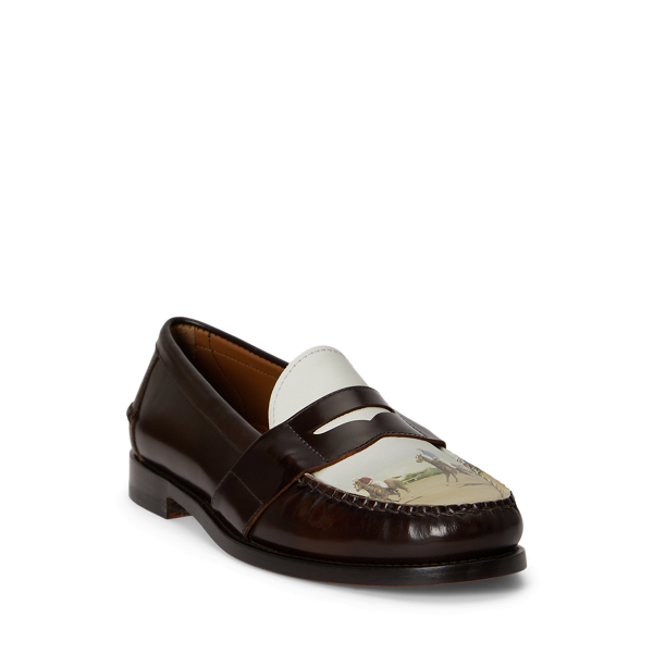 Dark Brown/Equestrian Print Edric Equestrian Calfskin Penny Loafer Polo Ralph Lauren 2