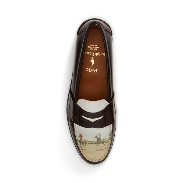 Dark Brown/Equestrian Print Edric Equestrian Calfskin Penny Loafer Polo Ralph Lauren 4