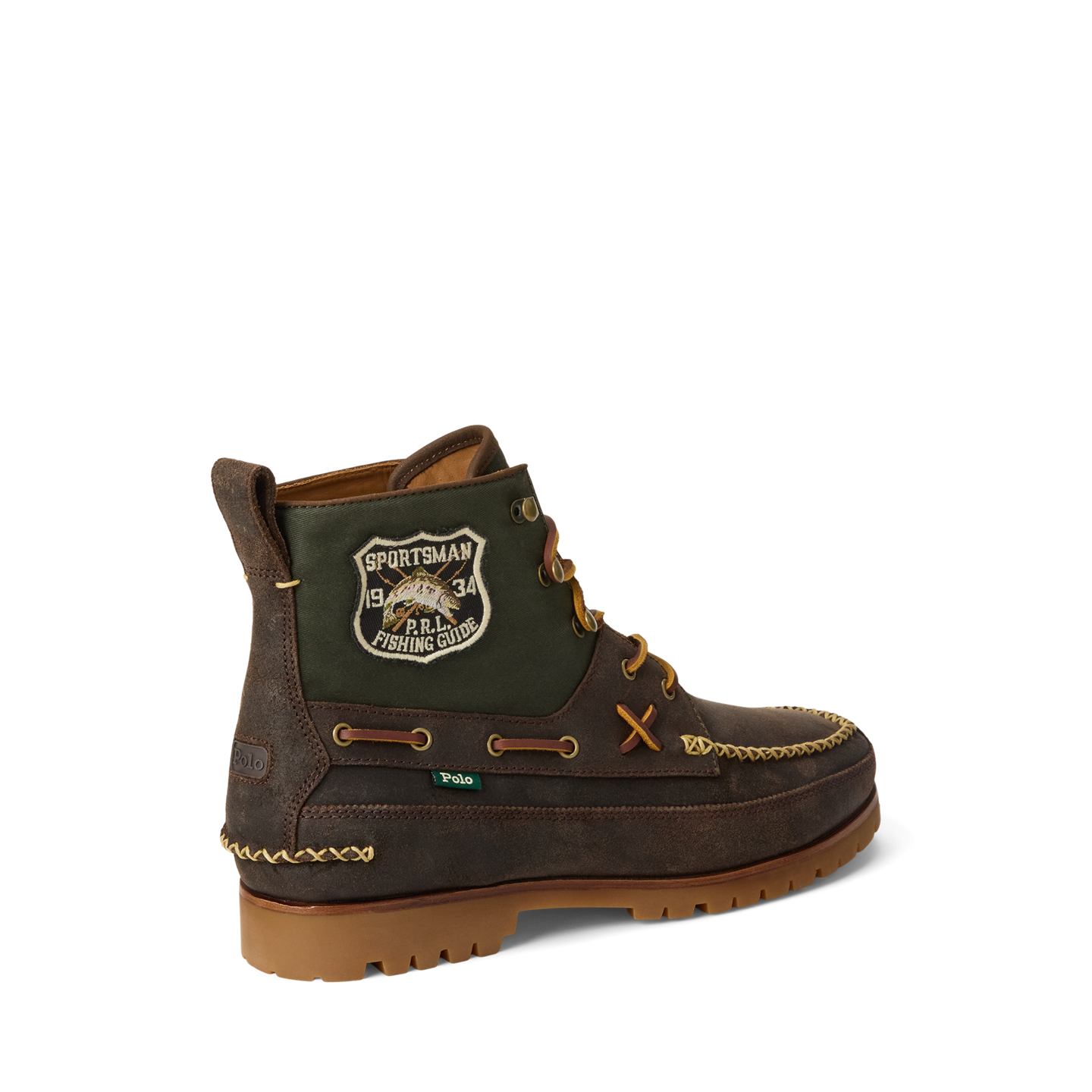 Мужские ботинки Ralph Lauren Ranger Mid Suede & Twill, цвет: Шоколадный коричневый / Оливковый — фото 2