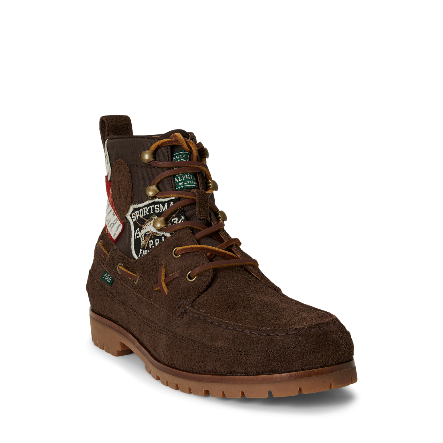 Мужские ботинки Ralph Lauren Ranger Mid Suede & Twill Boot, цвет: Шоколадный коричневый — фото 1