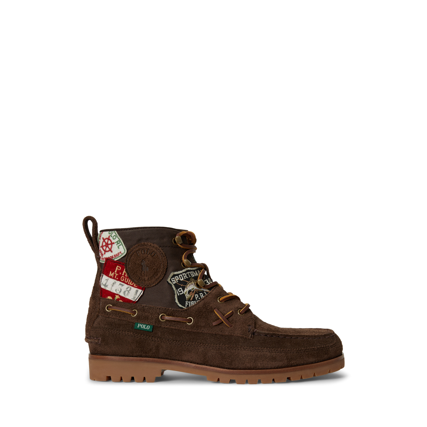 Мужские ботинки Ralph Lauren Ranger Mid Suede & Twill Boot, цвет: Шоколадный коричневый — фото 4