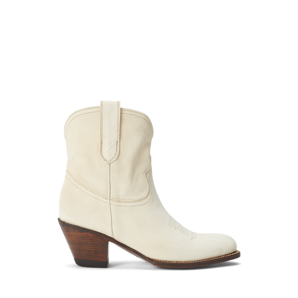 Ivory Calfskin Suede Western Boot Polo Ralph Lauren 1