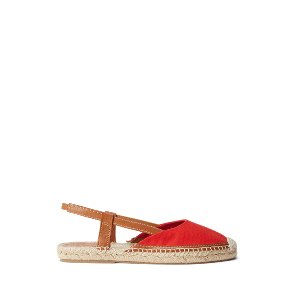 Leather-Trim Canvas Slingback Espadrille