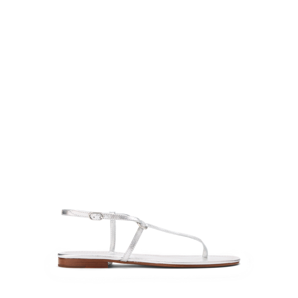 Silver O-Ring Metallic Leather Sandal Polo Ralph Lauren 1