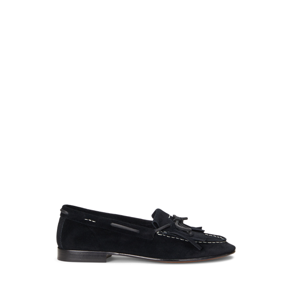 Fringe-Trim Suede Loafer