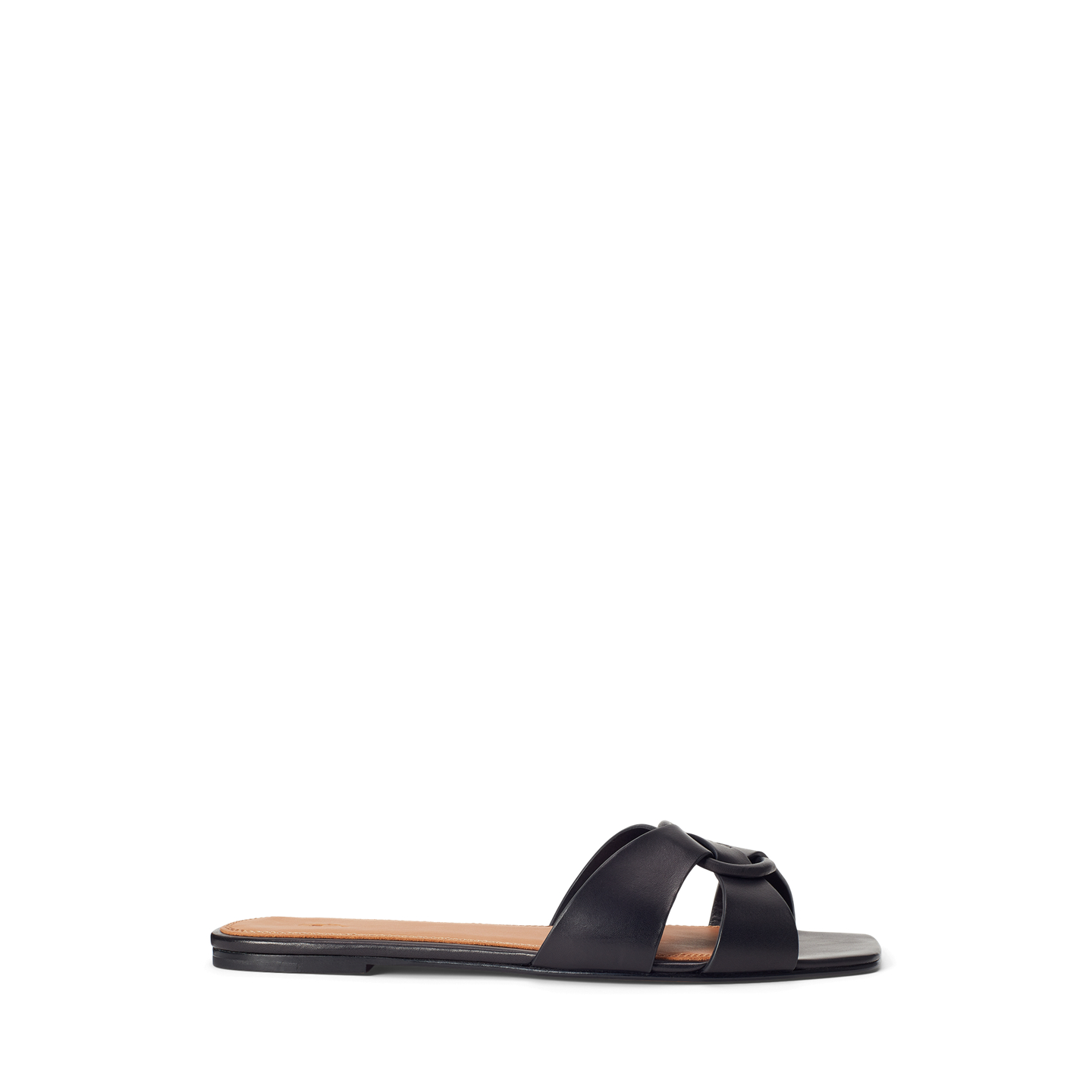 Женские сандалии Ralph Lauren Leather O-Ring Sandal, цвет: Чёрный — фото 4