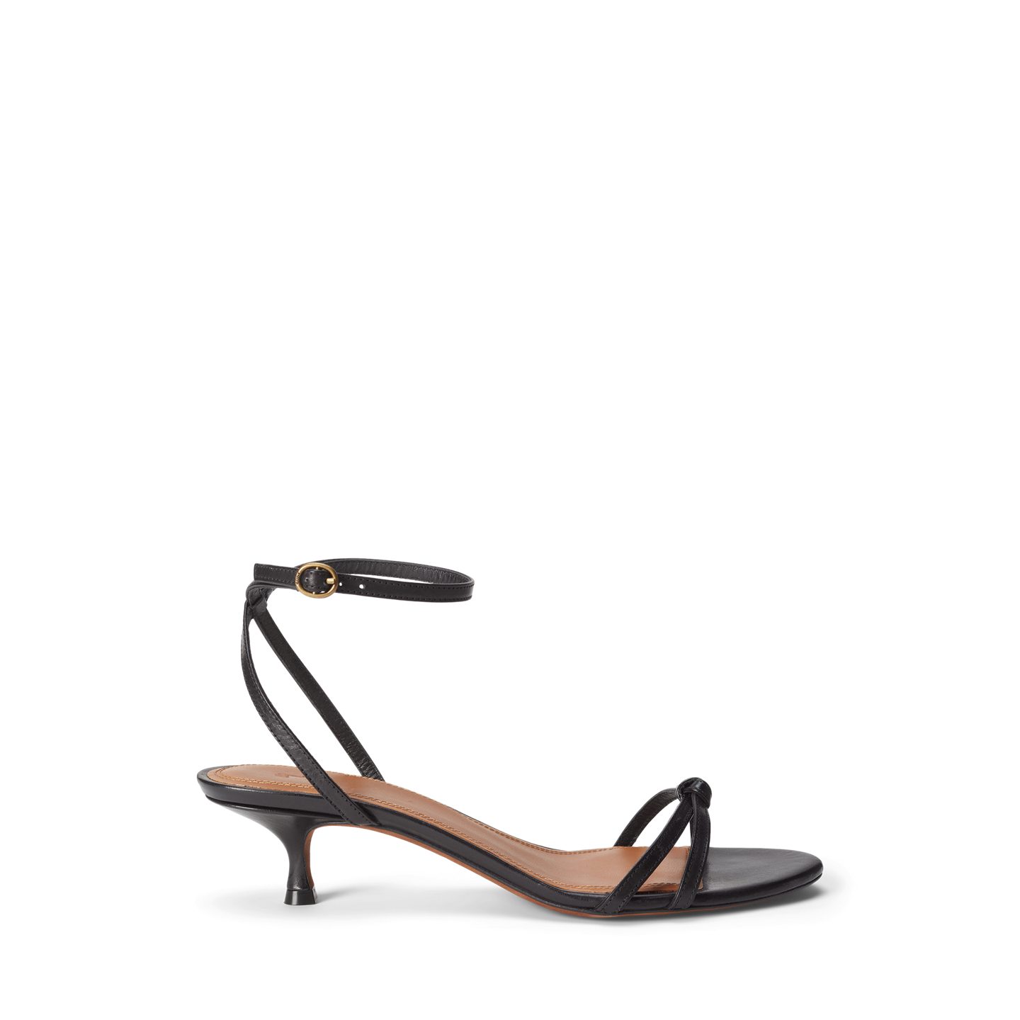 Женские сандалии Ralph Lauren Leather Kitten-Heel Sandal, цвет: Чёрный — фото 4