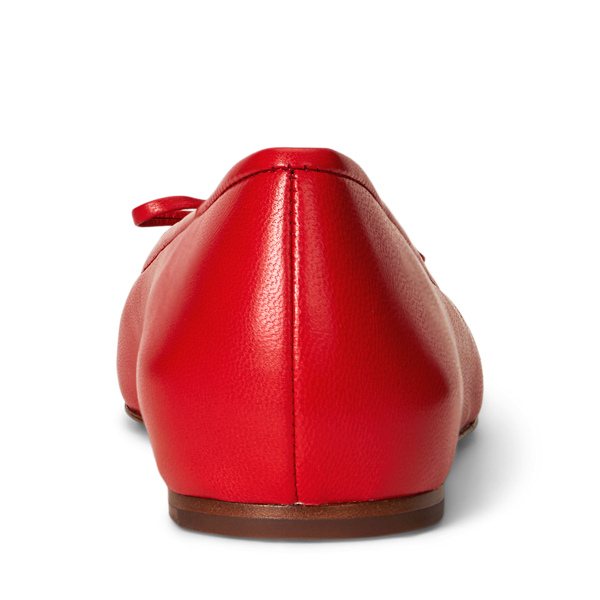 Ralph Lauren Pointed Leather Ballet Flat In Ruby In Red