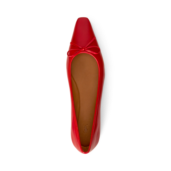 Ralph Lauren Pointed Leather Ballet Flat In Ruby In Red