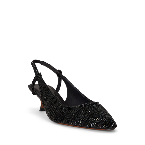Beaded Satin Slingback Heel