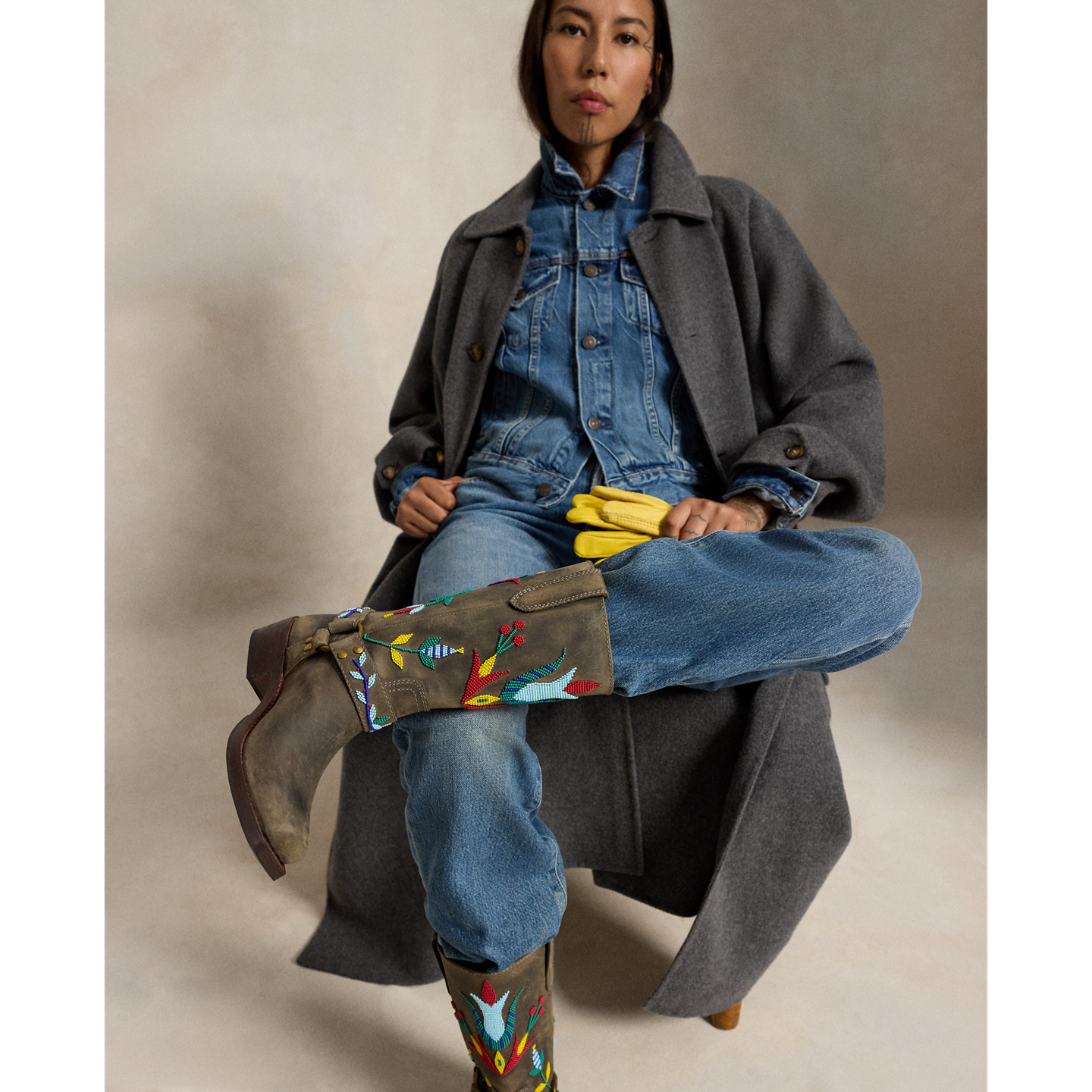 Женские ботинки Ralph Lauren PRL x TÓPA Leather Medicine, цвет: Угольный / Разноцветный — фото 4