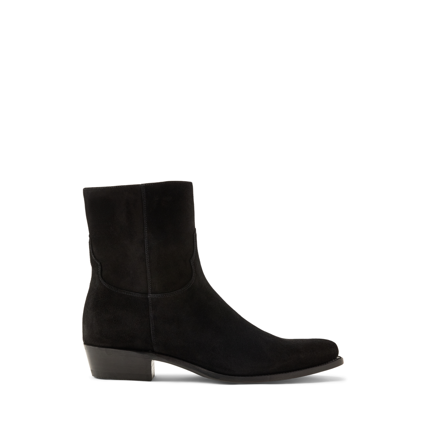 Женские ботинки Ralph Lauren Calfskin Suede Western Boot, цвет: Чёрный — фото 4