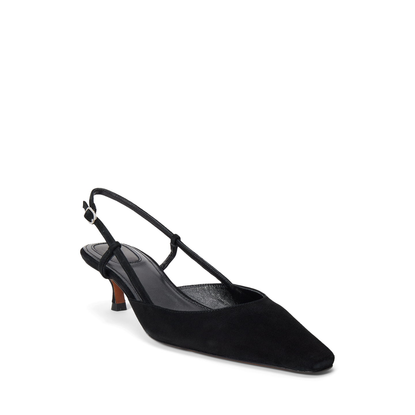 Женские туфли Ralph Lauren Suede Slingback Kitten Heel, цвет: Чёрный — фото 1