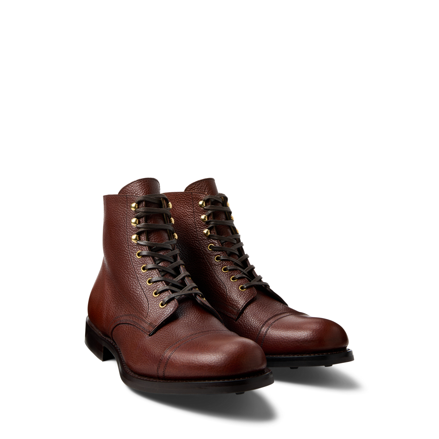 Мужские ботинки Ralph Lauren Hand-Burnished Pebbled Leather, цвет: Рыжевато-коричневый — фото 1