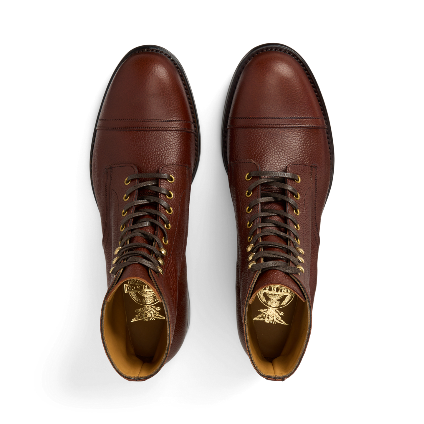 Мужские ботинки Ralph Lauren Hand-Burnished Pebbled Leather, цвет: Рыжевато-коричневый — фото 2
