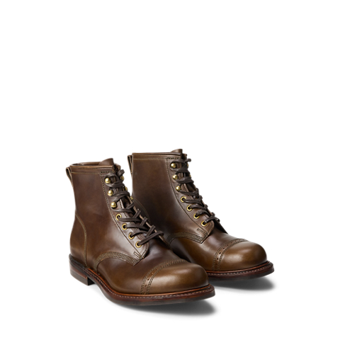 Мужские ботинки Ralph Lauren Leather Bowery, цвет: Оливковый коричневый