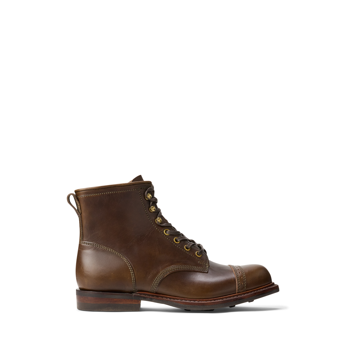 Мужские ботинки Ralph Lauren Leather Bowery, цвет: Оливковый коричневый — фото 4