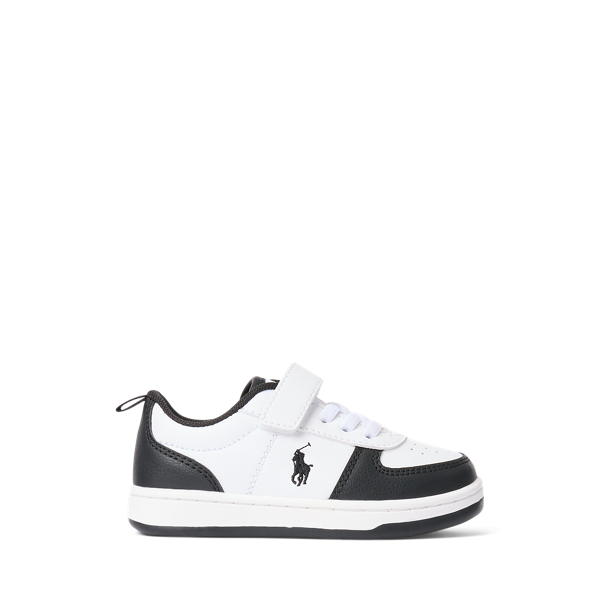 Black/White Polo Court Faux-Leather EZ Sneaker Toddler 1