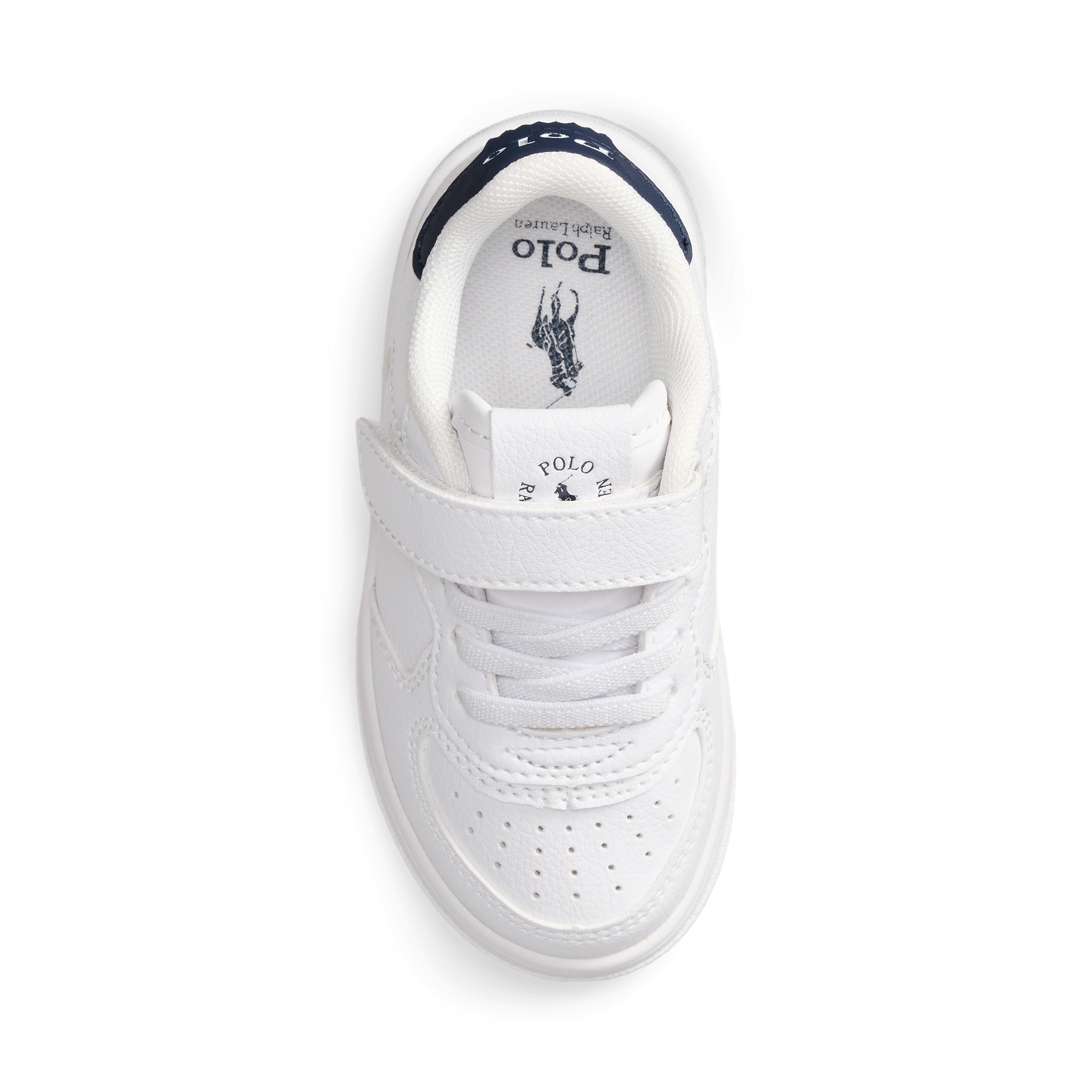 Детские кроссовки Ralph Lauren Masters Court Faux-Leather PS, цвет: Белый / Тёмно-синий — фото 3