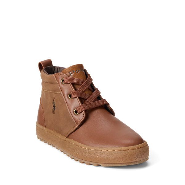 Tan/brown Camdyn Leather High-Top Sneaker Child 2