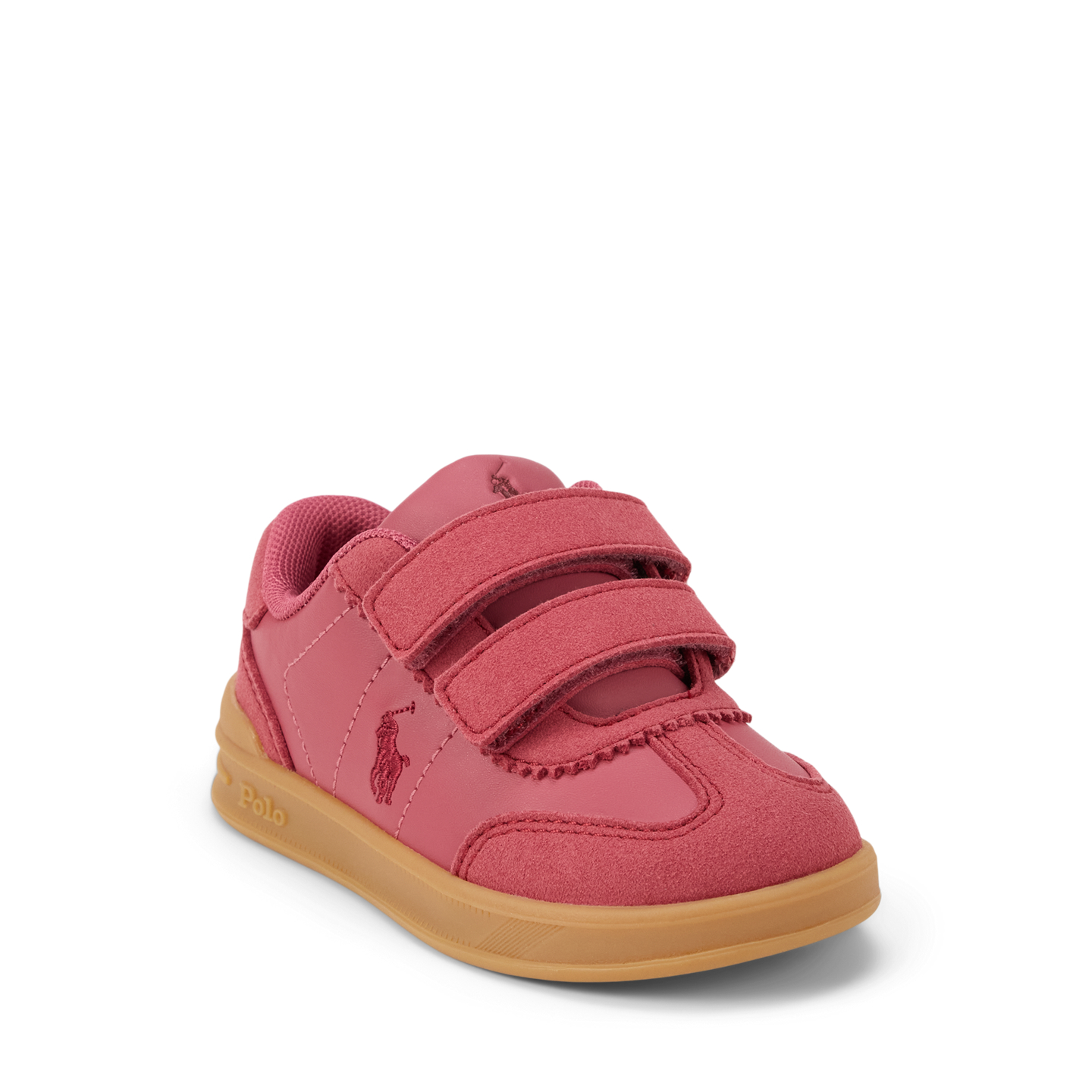 Детские кроссовки Ralph Lauren Hollis Faux-Leather EZ, цвет: Розовый холщовый / Розовый — фото 1