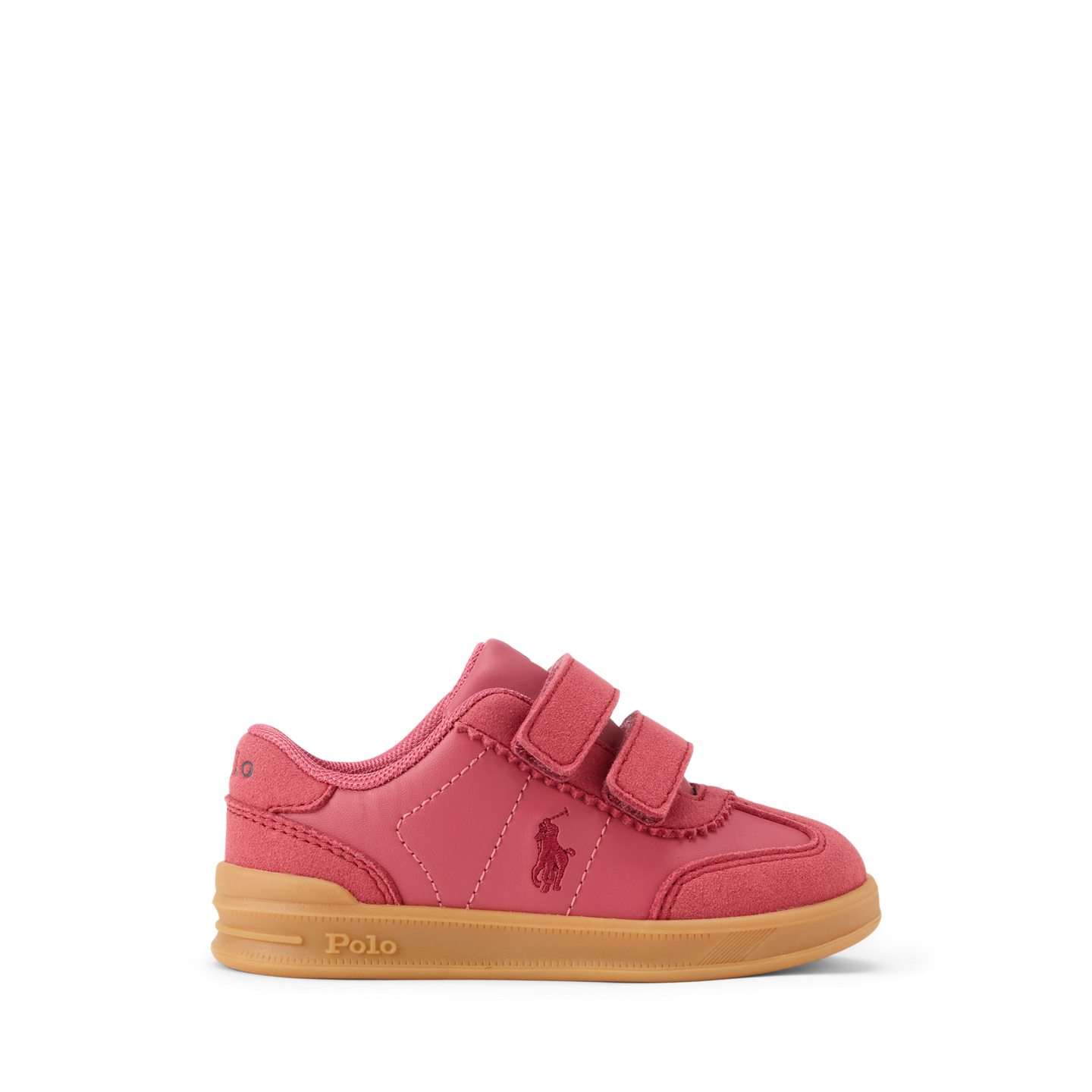 Детские кроссовки Ralph Lauren Hollis Faux-Leather EZ, цвет: Розовый холщовый / Розовый — фото 4