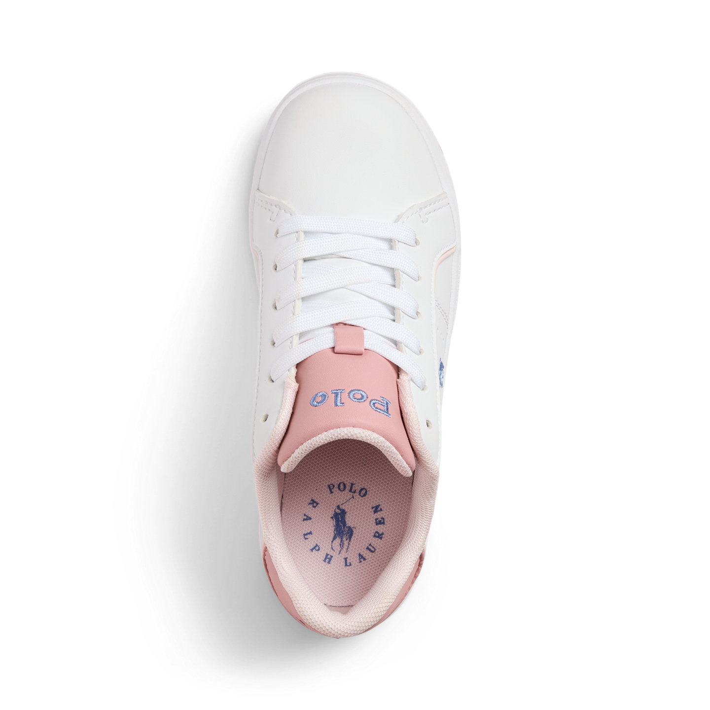Детские кроссовки Ralph Lauren Heritage Court III Faux-Leather, цвет: Белый гладкий / Розовый — фото 3