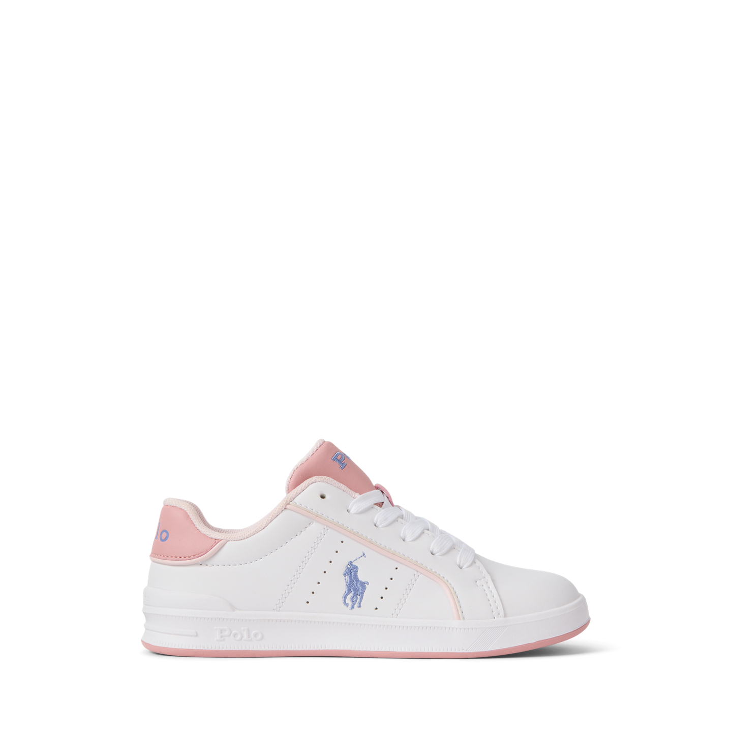 Детские кроссовки Ralph Lauren Heritage Court III Faux-Leather, цвет: Белый гладкий / Розовый — фото 4