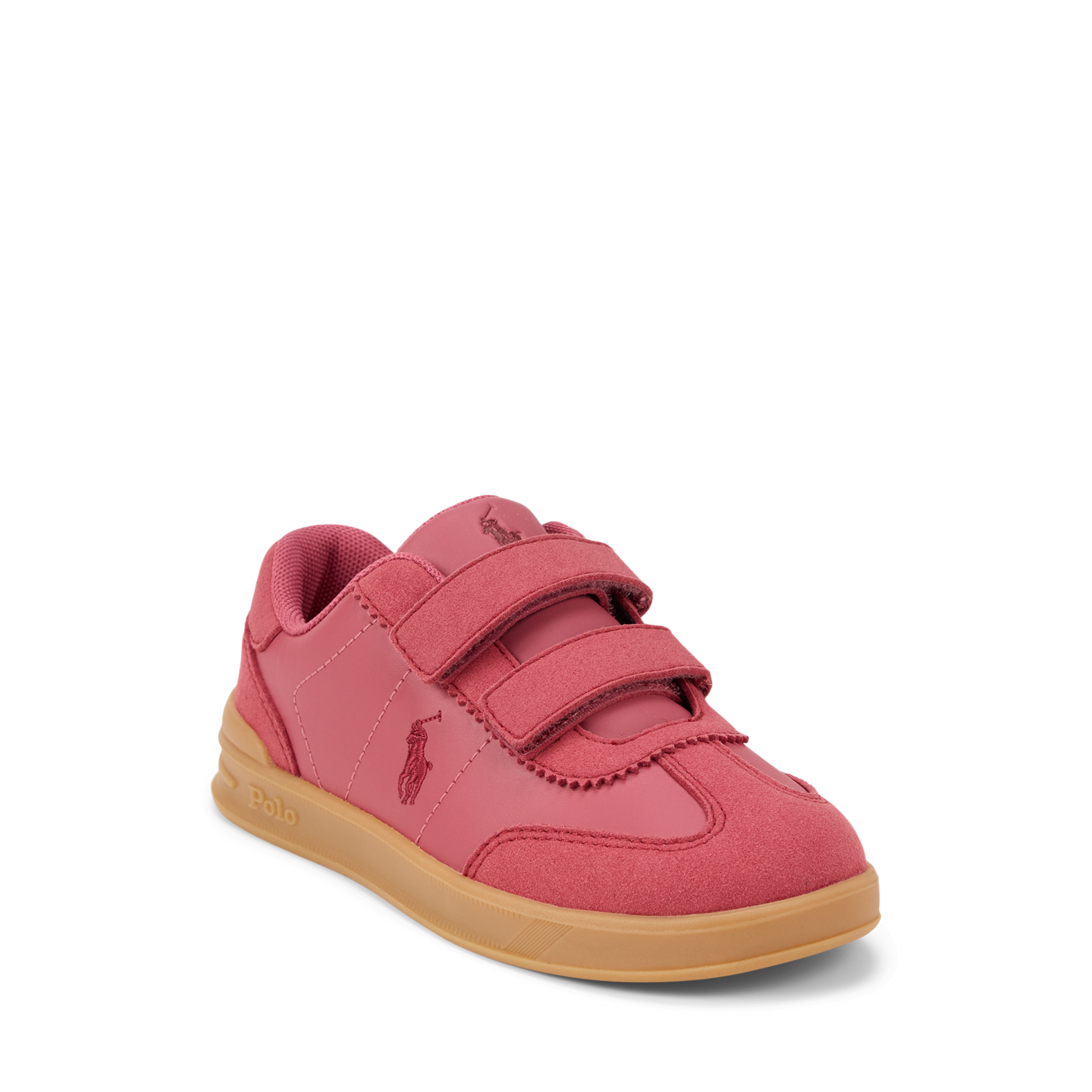 Детские кроссовки Ralph Lauren Hollis Faux-Leather EZ, цвет: Розовый холщовый / Розовый — фото 1