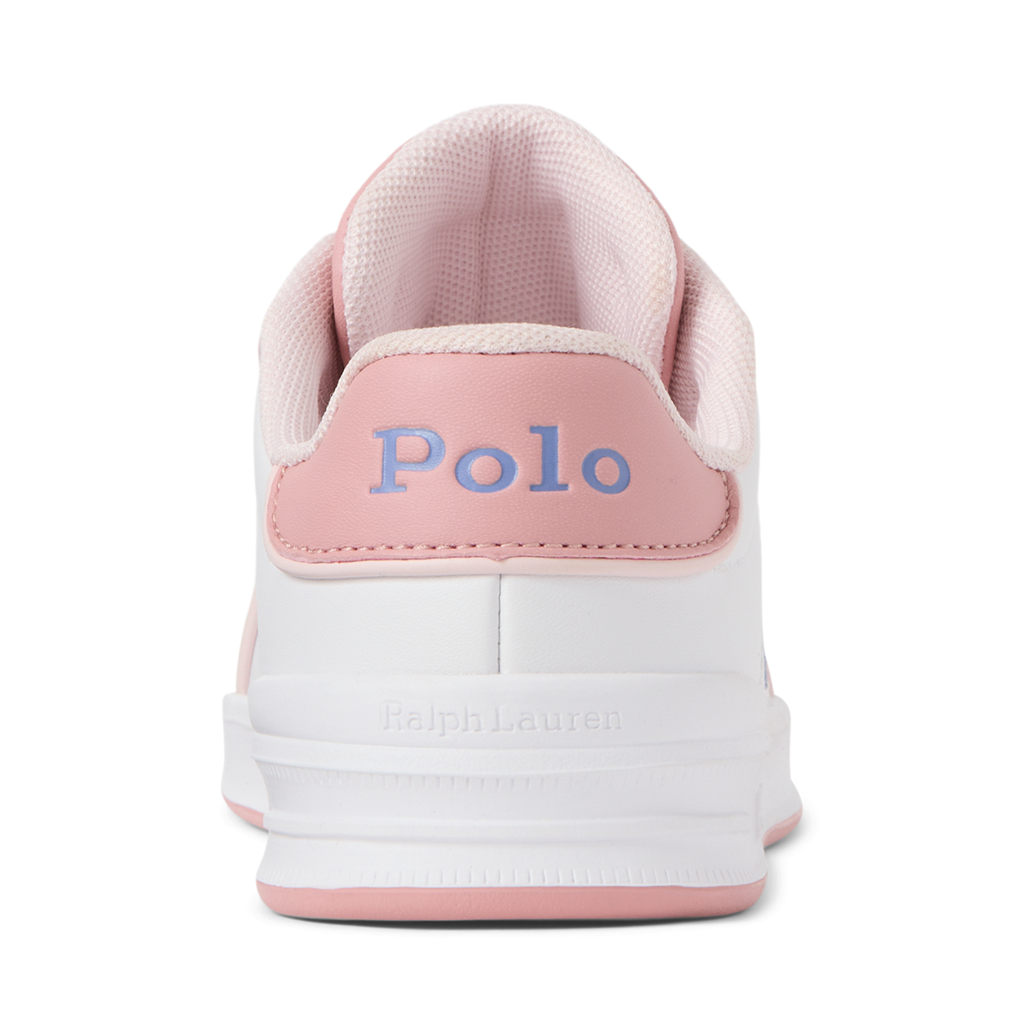 Детские кроссовки Ralph Lauren Heritage Court III Faux-Leather, цвет: Белый гладкий / Розовый — фото 2