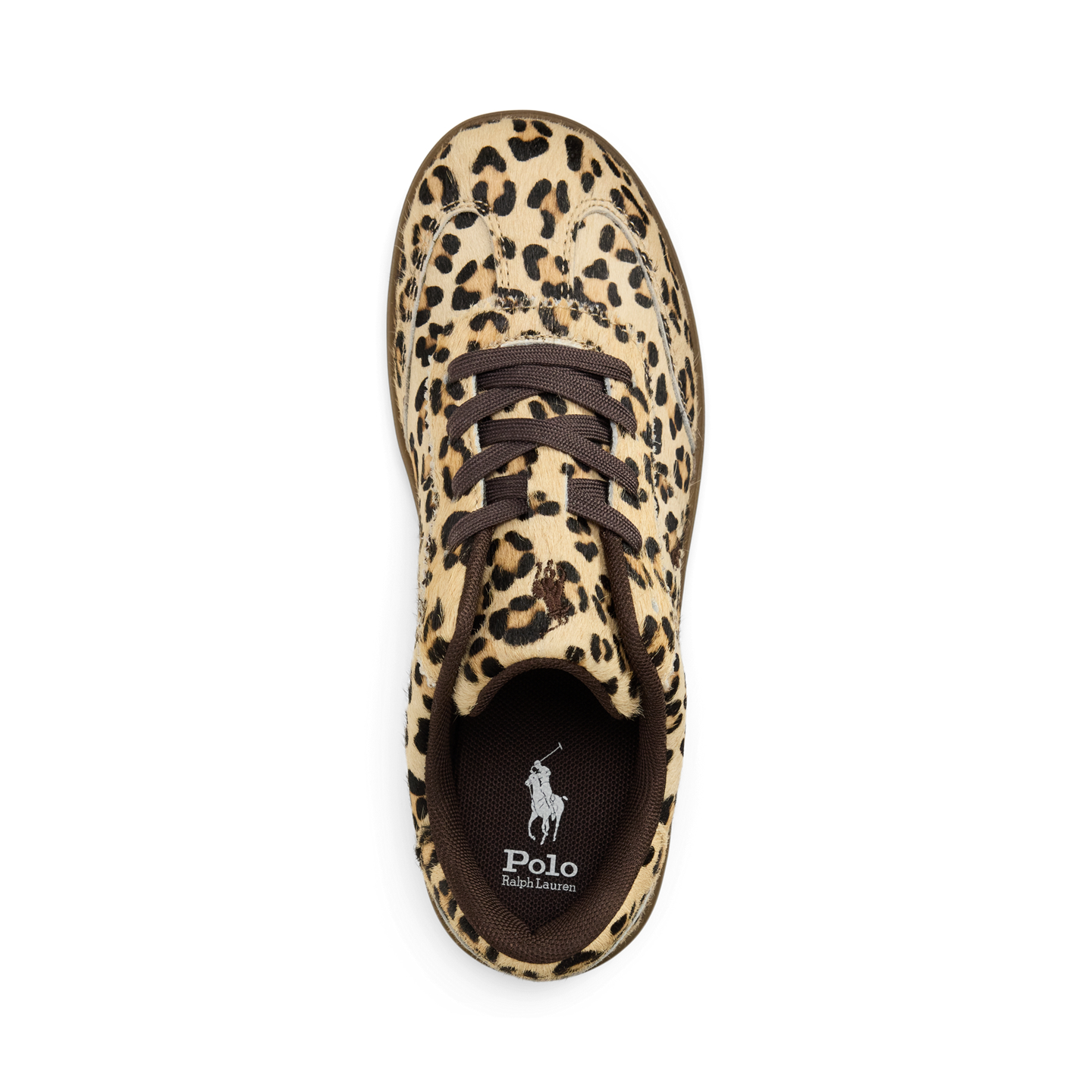 Детские кроссовки Ralph Lauren Hollis Leopard Print Haircalf EZ, цвет: Коричневый — фото 3