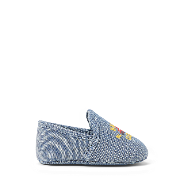 Ash denim pantoffel met 'Ralph's Garage' Baby Boy in 1