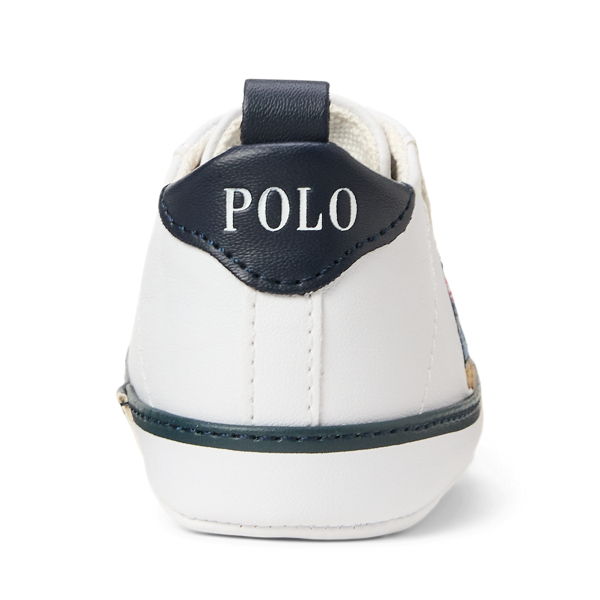 White Quilton Polo Bear Faux-Leather Sneaker Baby Boy 3