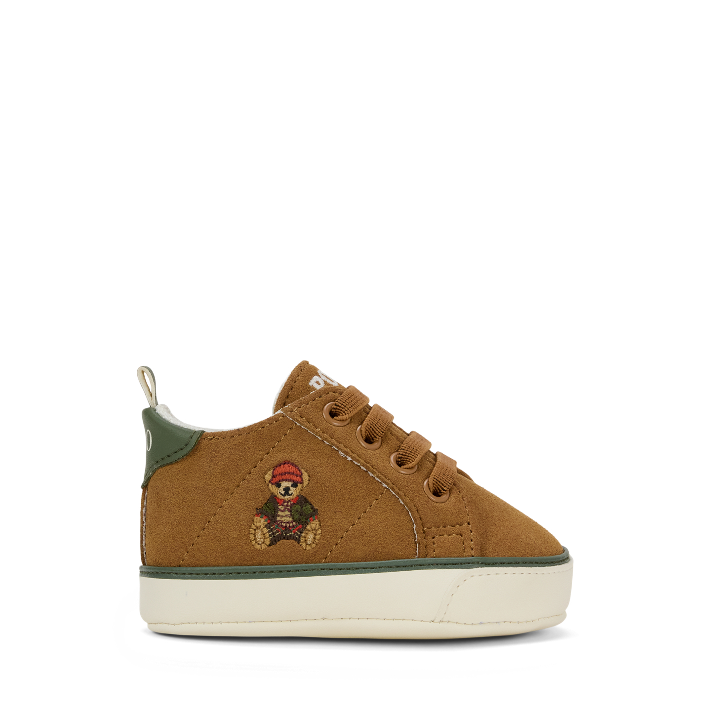 Детские кроссовки Ralph Lauren Quilton Polo Bear Faux-Suede, цвет: Коричневый — фото 6