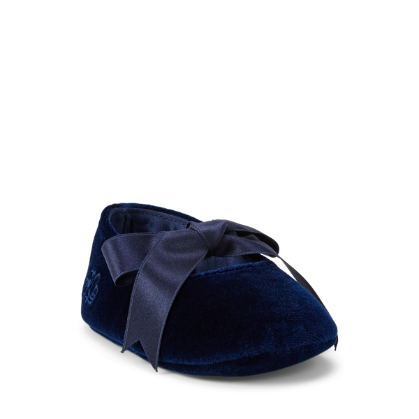 Navy Velvet Briley II Velvet Mary Jane Slipper Baby Girl 2