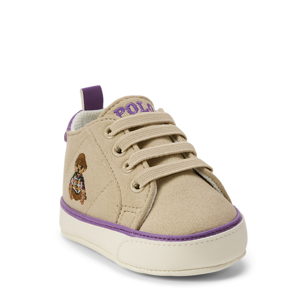 Light Tan Quilton Polo Bear Faux-Suede Sneaker Baby Girl 2