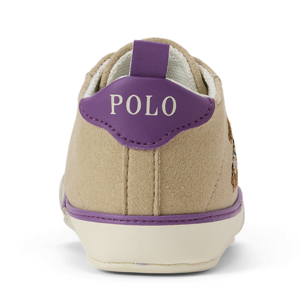 Light Tan Quilton Polo Bear Faux-Suede Sneaker Baby Girl 3