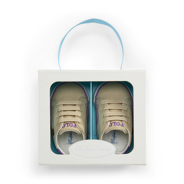 Light Tan Quilton Polo Bear Faux-Suede Sneaker Baby Girl 6