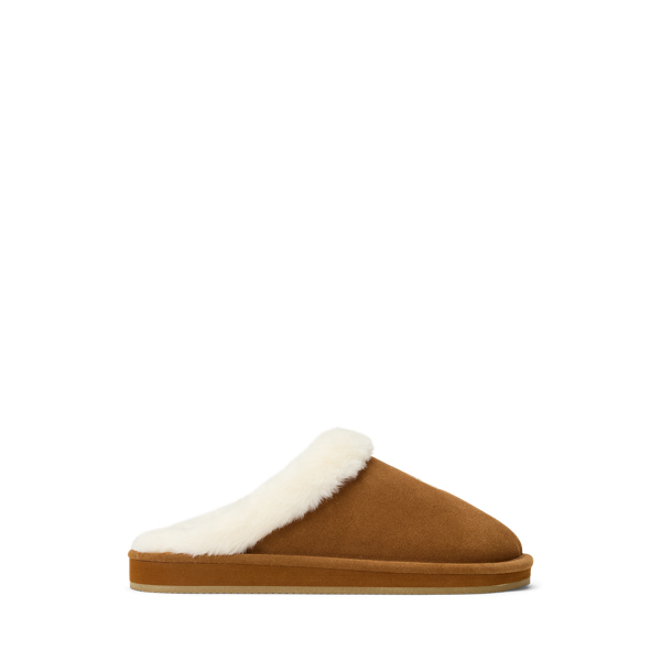 Wildleder-Kunstpelz-Slipper mit Pony Polo Ralph Lauren in 1