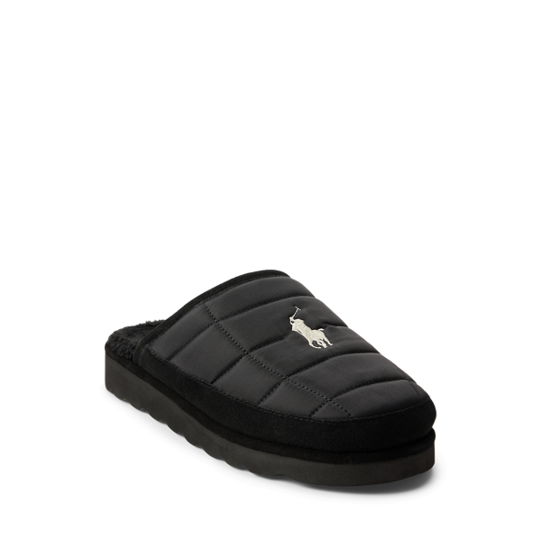 Black/Cream Reade Suede-Trim Quilted Scuff Slipper Polo Ralph Lauren 2