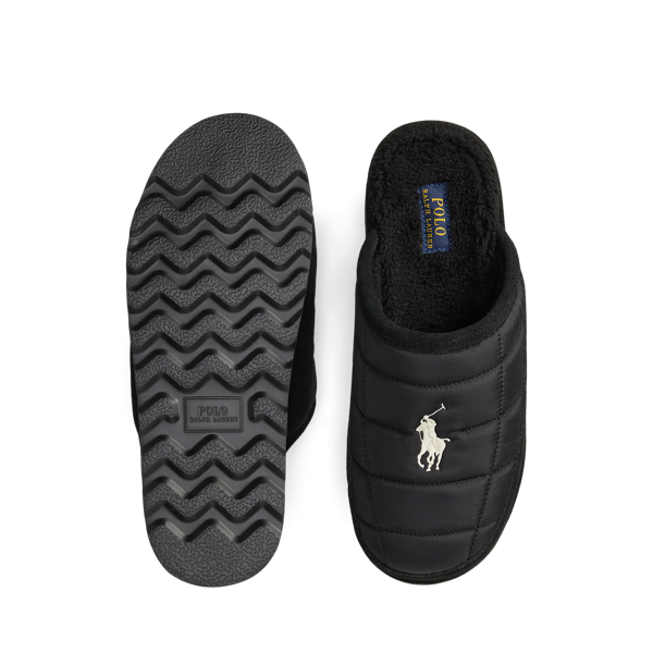 Black/Cream Reade Suede-Trim Quilted Scuff Slipper Polo Ralph Lauren 4