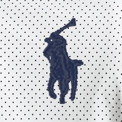 White/Navy Polka Dot